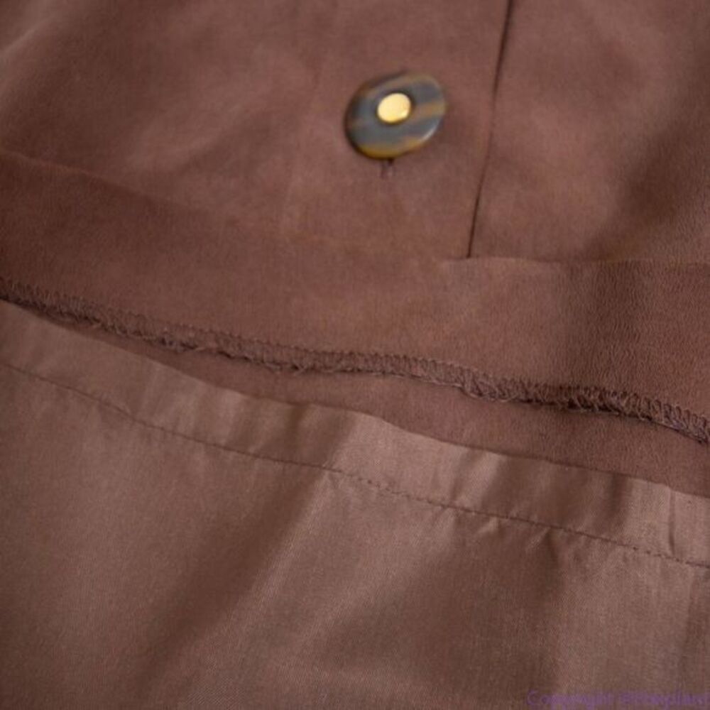 Vintage Spenser Jeremy 100% silk button down short‎ sleeves brown midi dress, 16 - Picture 15 of 16